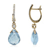 4.89CT DIAMOND & AAA AQUAMARINE 14KT YELLOW GOLD 3D PEAR SHAPE & ROUND EARRINGS