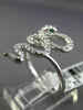 ESTATE LARGE .34CT DIAMOND & AAA EMERALD 14KT WHITE GOLD 3D SNAKE SWIRL FUN RING