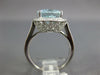 ESTATE LARGE 4.79CT DIAMOND & AAA AQUAMARINE 18K WHITE GOLD OVAL ENGAGEMENT RING