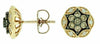 .61CT WHITE & CHOCOLATE FANCY DIAMOND 14KT YELLOW GOLD 3D CLUSTER STUD EARRINGS