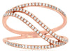 ESTATE WIDE .25CT DIAMOND 14KT ROSE GOLD 3D CLASSIC TWO ROW DIAGONAL FUN RING