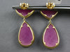 33.0CT DIAMOND & AAA SLICED RUBY 14KT YELLOW GOLD 3D TEAR DROP HANGING EARRINGS