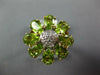 ESTATE WIDE 3.90CT DIAMOND & AAA PERIDOT 14KT TWO TONE GOLD 3D FLOWER FUN RING