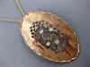 ESTATE .16CT DIAMOND 14KT ROSE GOLD 3D FILIGREE ETOILE OVAL HEART LOVE NECKLACE