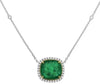 LARGE 17.31CT DIAMOND & AAA EMERALD 18KT 2 TONE GOLD 3D CUSHION & ROUND NECKLACE