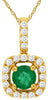 .42CT DIAMOND & AAA EMERALD 14KT YELLOW GOLD ROUND HALO SQUARE CLASSIC PENDANT