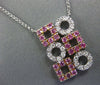 .55CT DIAMOND & AAA PINK SAPPHIRE 14KT WHITE GOLD 3D SQUARE & ROUND FUN NECKLACE