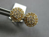 ESTATE .50CT DIAMOND 14K YELLOW GOLD 3D CLASSIC ROUND CLUSTER HALO STUD EARRINGS