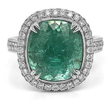 LARGE 7.59CT DIAMOND & AAA PARAIBA TOURMALINE 18KT WHITE GOLD 3D ENGAGEMENT RING