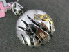 .84CT WHITE & FANCY YELLOW DIAMOND & ENAMEL 18K TRI COLOR GOLD 3D FLOWER PENDANT