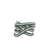 LARGE 2.11CT DIAMOND & AAA EMERALD 18K WHITE GOLD MULTI ROW CRISS CROSS FUN RING