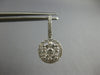 ESTATE LARGE .86CT DIAMOND 14K WHITE GOLD CLUSTER HALO ROUND LEVERBACK HANGING EARRINGS