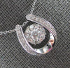 .50CT DANCING DIAMOND 14KT WHITE GOLD 3D LUCKY HORSESHOE FILIGREE PENDANT #27995