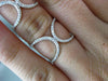 ESTATE WIDE .16CT DIAMOND 14KT WHITE GOLD 3D DOUBLE SEMICIRCLE CHAIN FUN RING