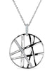 ESTATE .21CT DIAMOND 18K WHITE GOLD 3D CIRCULAR CRISS CROSS FUN FLOATING PENDANT