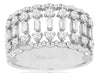 ESTATE .86CT DIAMOND 14KT WHITE GOLD ROUND & BAGUETTE MULTI ROW ANNIVERSARY RING
