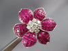 EXTRA LARGE 39.5CT DIAMOND & AAA RUBY PLATINUM FLOWER CLIP ON HANGING EARRINGS