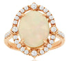 ESTATE 3.33CT DIAMOND & AAA OPAL 14KT ROSE GOLD 3D OVAL & ROUND HALO FUN RING