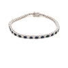 ESTATE 3.23CT DIAMOND & AAA SAPPHIRE 14KT WHITE GOLD 3D ROUND TENNIS BRACELET
