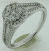 1.03CT DIAMOND 14KT WHITE GOLD 3D ROUND FLOWER CLUSTER HALO FRIENDSHIP LOVE RING