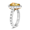 WIDE 3.14CT WHITE & CANARY DIAMOND 18KT 2 TONE GOLD PEAR SHAPE ENGAGEMENT RING