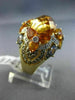 25.2CT WHITE CHOCOLATE FANCY DIAMOND AAA SAPPHIRE & CITRINE 14K YELLOW GOLD RING
