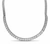 7.11CT DIAMOND 18K WHITE GOLD ROUND & BAGUETTE 3 ROW SEMI ETERNITY LOVE NECKLACE