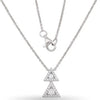 .20CT DIAMOND 14KT WHITE GOLD 3D CLASSIC DOUBLE TRIANGULAR JOURNEY LOVE NECKLACE