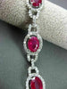 ANTIQUE WIDE 10.25CT DIAMOND & AAA OVAL RUBY 18KT WHITE GOLD 3D BRACELET