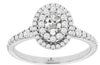 ESTATE .80CT DIAMOND 14K WHITE GOLD 3D ROUND & OVAL DOUBLE HALO ANNIVERSARY RING