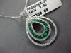 .78CT DIAMOND & AAA EMERALD 18KT WHITE GOLD 3D DOUBLE TEAR DROP FLOATING PENDANT