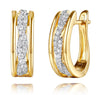 .30CT DIAMOND 14K 2 TONE GOLD 3D DOUBLE INFINITY OVAL LEVERBACK HANGING EARRINGS