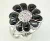 ESTATE .15CT DIAMOND & AAA MOTHER OF PEARL 14KT WHITE GOLD 3D FLOWER FUN RING