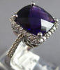 LARGE 6.03CT DIAMOND & AAA AMETHYST 14KT WHITE GOLD 3D CUSHION & ROUND HALO RING