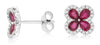 1.91CT DIAMOND & AAA RUBY 14K WHITE GOLD PEAR SHAPE & ROUND FLOWER STUD EARRINGS