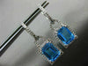 ESTATE 3.98CT DIAMOND & BLUE TOPAZ 14KT WHITE GOLD HALO HANGING EARRINGS #25034
