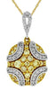 .76CT WHITE & FANCY YELLOW DIAMOND 14KT 2 TONE GOLD PAVE FILIGREE SQUARE PENDANT
