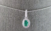 .56CT DIAMOND & AAA COLUMBIAN EMERALD 14KT WHITE GOLD OVAL HALO FLOATING PENDANT