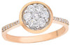 ESTATE .54CT DIAMOND 18K ROSE GOLD 3D CLASSIC CLUSTER FLOWER BEZEL FUN LOVE RING