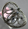 ESTATE WIDE .15CT BLACK DIAMOND 14KT BLACK GOLD 3D OPEN FILIGREE FLOWER FUN RING