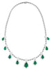 LARGE 16.44CT DIAMOND & AAA EMERALD 18KT WHITE GOLD TRAPEZOID & ROUND NECKLACE