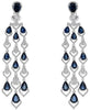 LARGE 13.52CT DIAMOND & AAA SAPPHIRE 18KT WHITE GOLD PEAR SHAPE HANGING EARRINGS