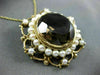 ANTIQUE LARGE 35CT SMOKY TOPAZ & SOUTH SEA PEARL 14KT YELLOW GOLD PENDANT BROOCH