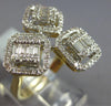 LARGE 1.11CT DIAMOND 14KT YELLOW GOLD ROUND & BAGUETTE CLUSTER HALO SQUARE RING