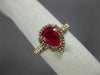ESTATE 1.57CT DIAMOND & AAA RUBY 14KT ROSE GOLD 3D PEAR SHAPE ENGAGEMENT RING