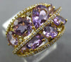 WIDE 5.20CT DIAMOND & AAA AMETHYST 14K YELLOW GOLD OVAL & ROUND CRISS CROSS RING