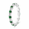 ESTATE .73CT DIAMOND & AAA TSAVORITE 14K WHITE GOLD 3D BAMBOO ETERNITY LOVE RING