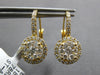 LARGE .82CT DIAMOND 18KT YELLOW GOLD ROUND CLUSTER FLOWER HALO HANGING EARRINGS