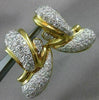 ANTIQUE LARGE 3.50CT DIAMOND 18KT YELLOW GOLD 3D PAVE TEAR DROP CLIP ON EARRINGS