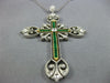 ANTIQUE LARGE 1.5CT ROSE CUT &OLD MINE DIAMOND & EMERALD 14K WHITE GOLD NECKLACE